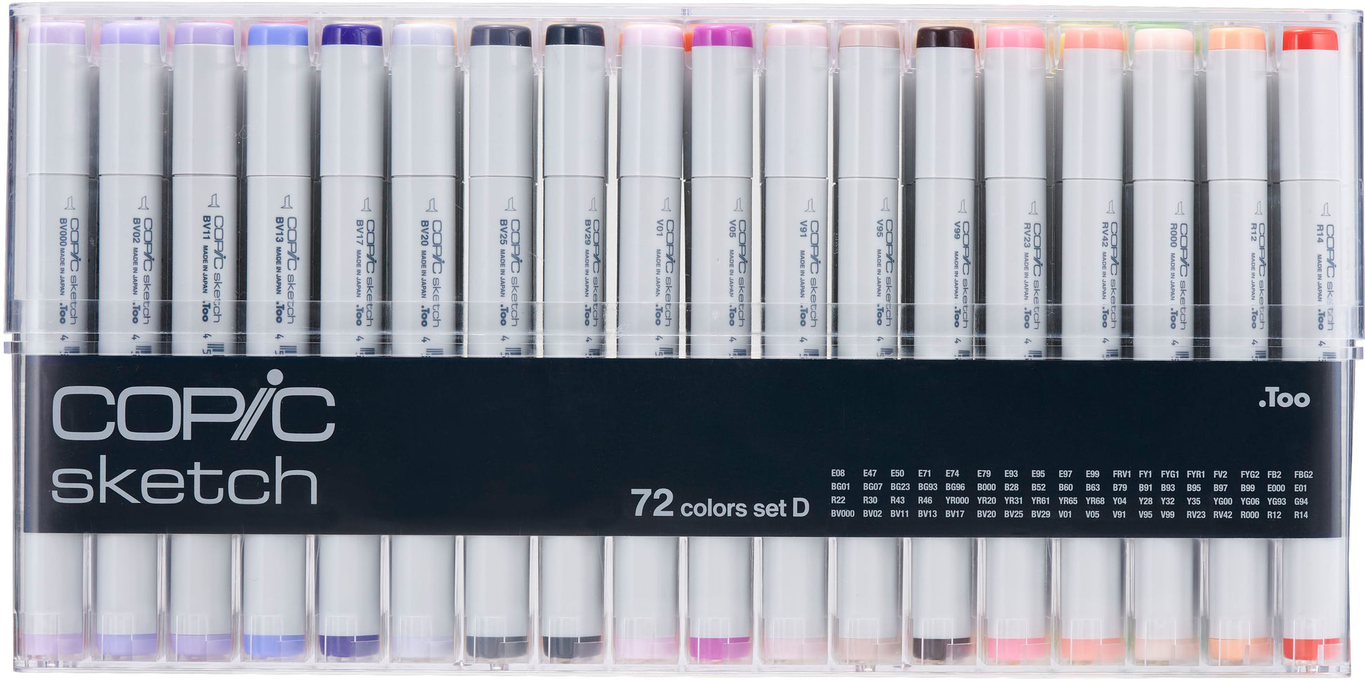Copic Sketch Brush Pen, Doppelspitze – Kombi (Pinsel + Mittel), Alkoholbasiert, 72-teiliges Set