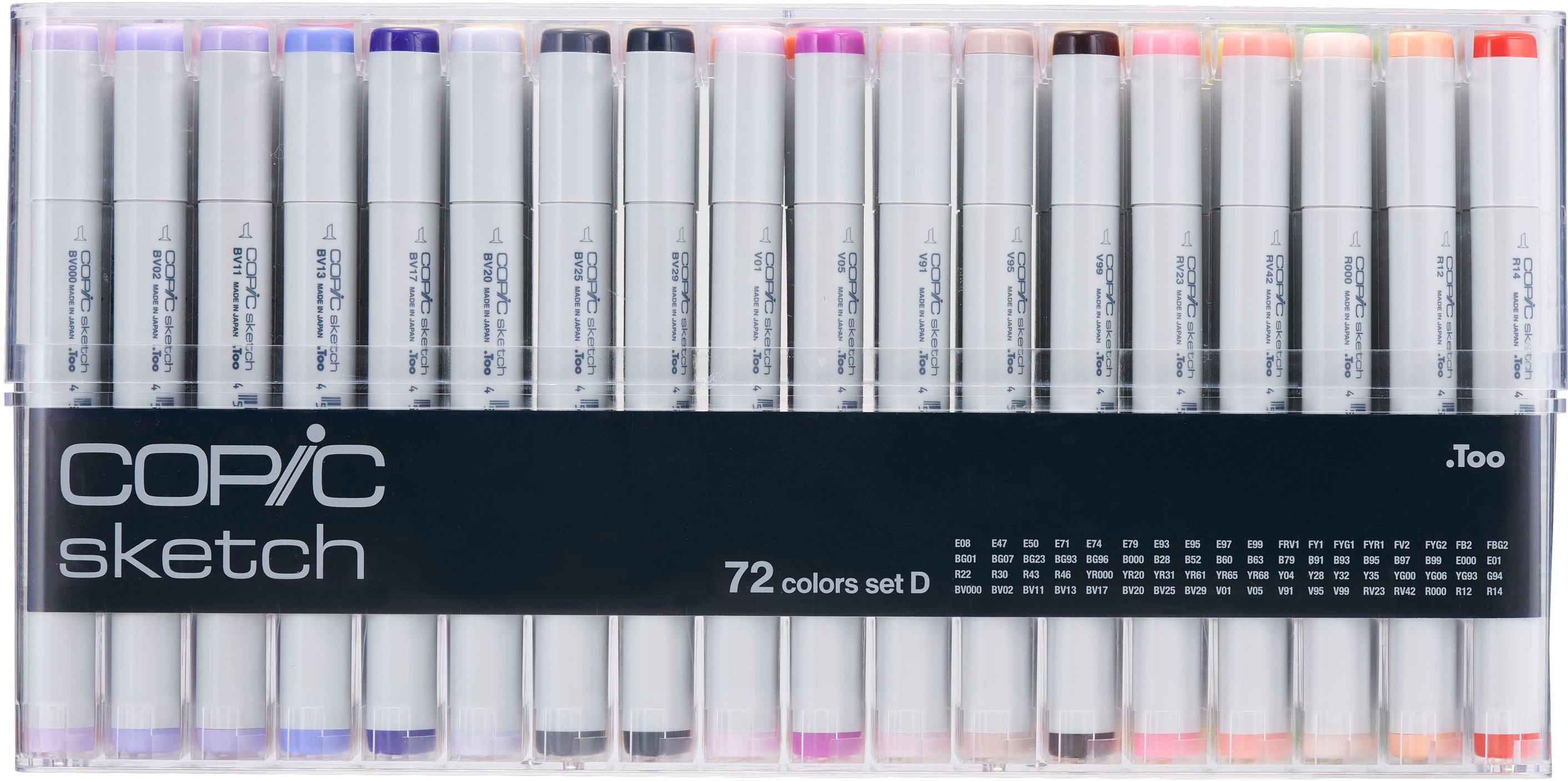 Copic Sketch Brush Pen, Doppelspitze – Kombi (Pinsel + Mittel), Alkoholbasiert, 72-teiliges Set