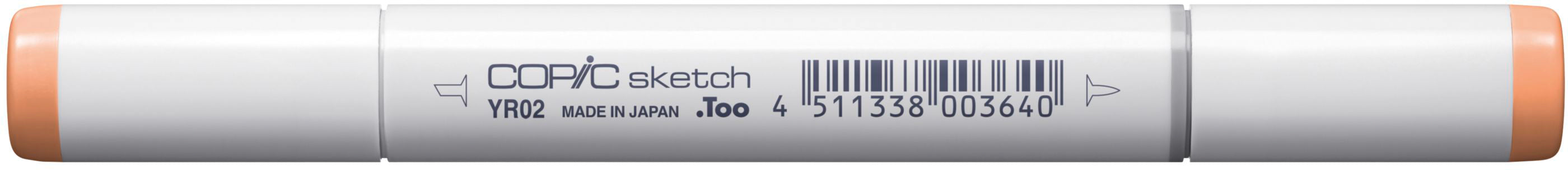 Copic Sketch Pinselstift, Doppelspitze – Kombi (Pinsel + Medium Broad), alkoholbasiert, hellorange (YR02)