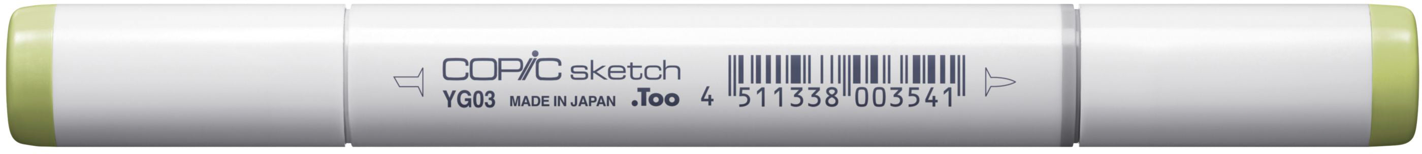 Copic Sketch Pinselstift, Doppelspitze – Kombi (Pinsel + Medium Broad), Alkoholbasiert, Gelbgrün (YG03)