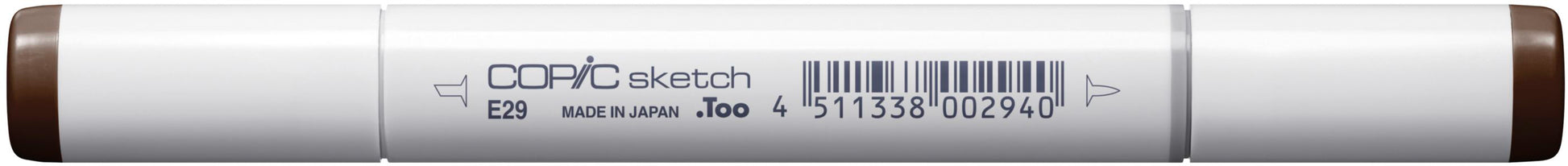 Copic Sketch Pinselstift, Doppelspitze – Kombi (Pinsel + Medium Broad), Alkoholbasiert, E29 Burnt Umber