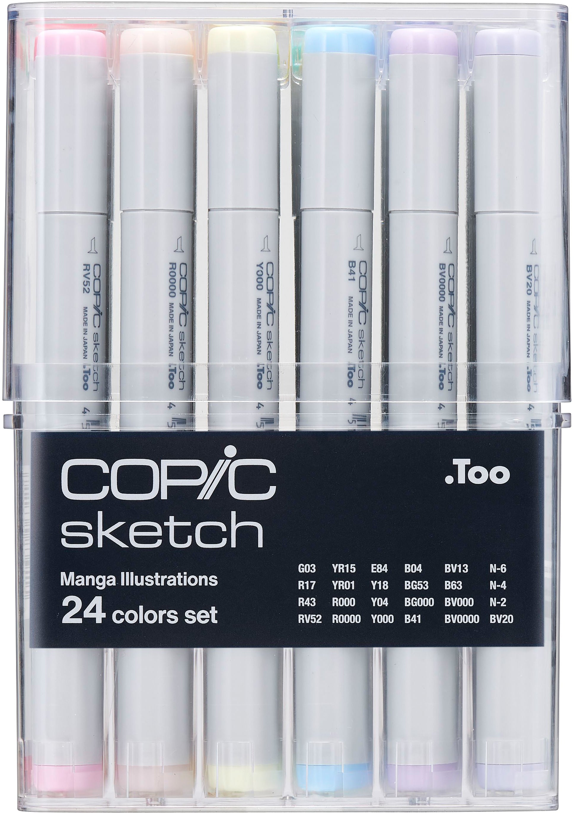 Copic Sketch Brush Pen, Doppelspitze, Manga Illustration – Kombi (Pinsel + Mittel), alkoholbasiert, 24 Farben