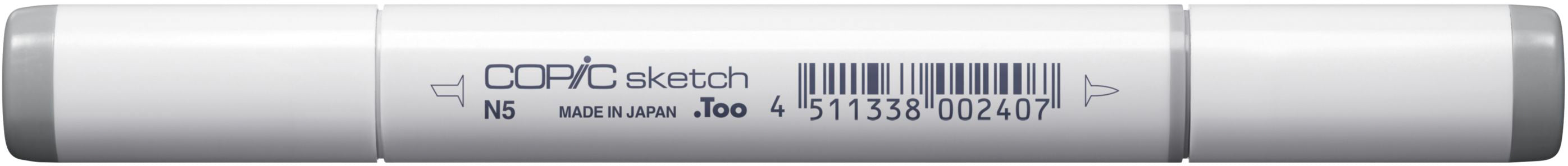 Copic Sketch Pinselstift, Doppelspitze – Pinselspitze + Medium Broad, alkoholbasiert, neutralgrau Nr. 5