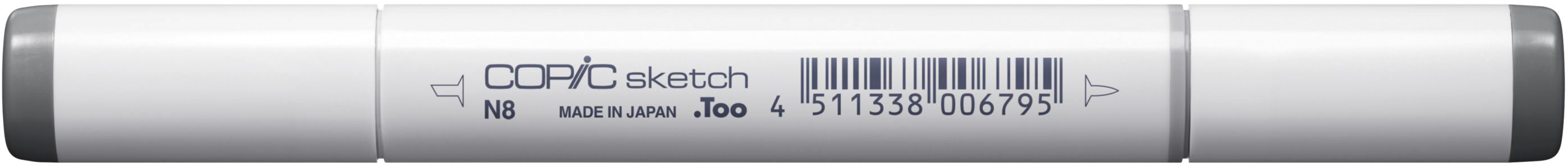 Copic Sketch Pinselstift, Doppelspitze – Pinsel + Mittelbreit, Alkoholbasiert, Neutralgrau N-8
