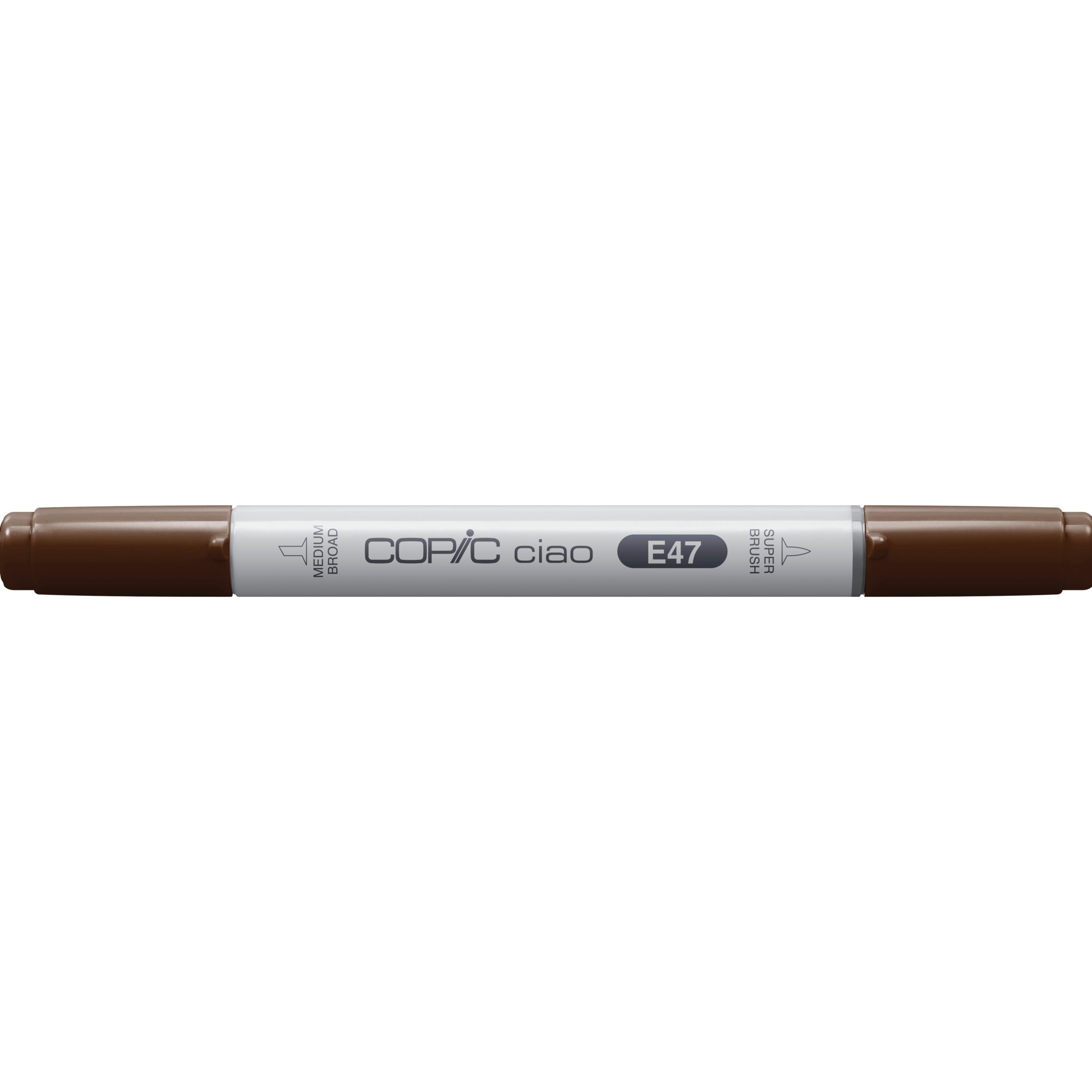 Copic Ciao Brush Pen, Doppelspitze – Pinselspitze + mittlere Rundspitze, alkoholbasiert, dunkelbraun