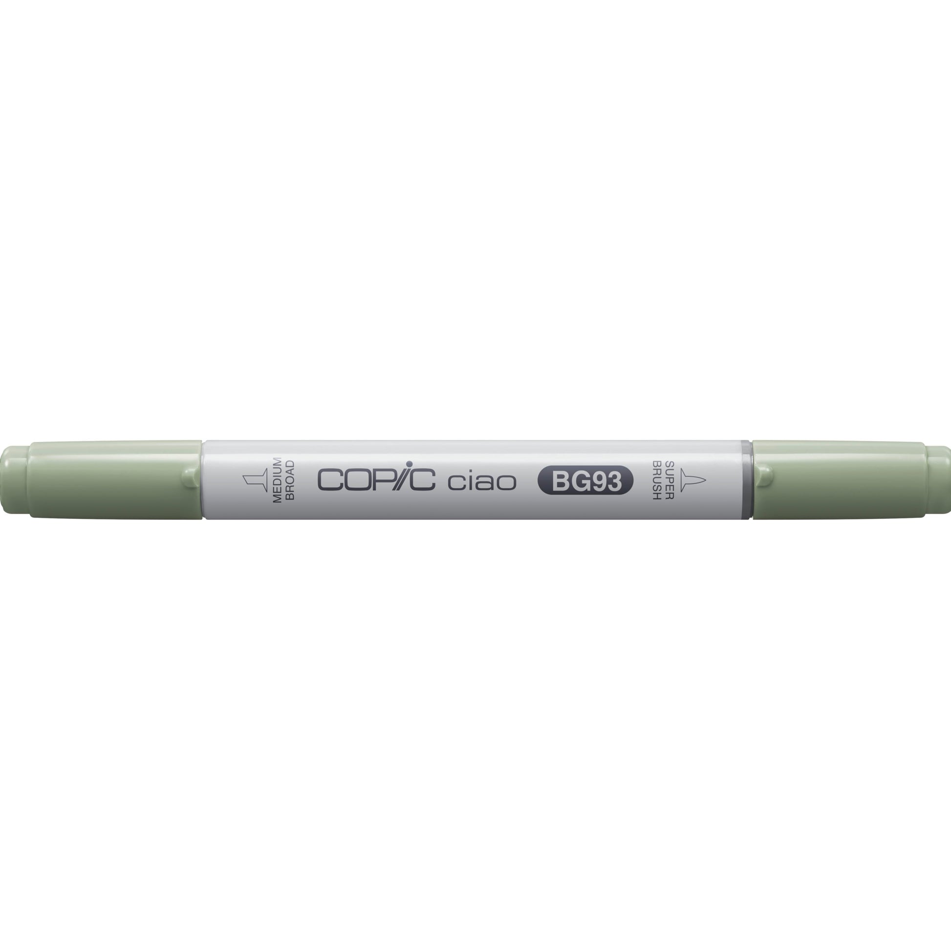 Copic Ciao Pinselstift, Doppelspitze – Kombi (Pinsel + mittelbreite Spitze), alkoholbasiert, BG93 grün-grau
