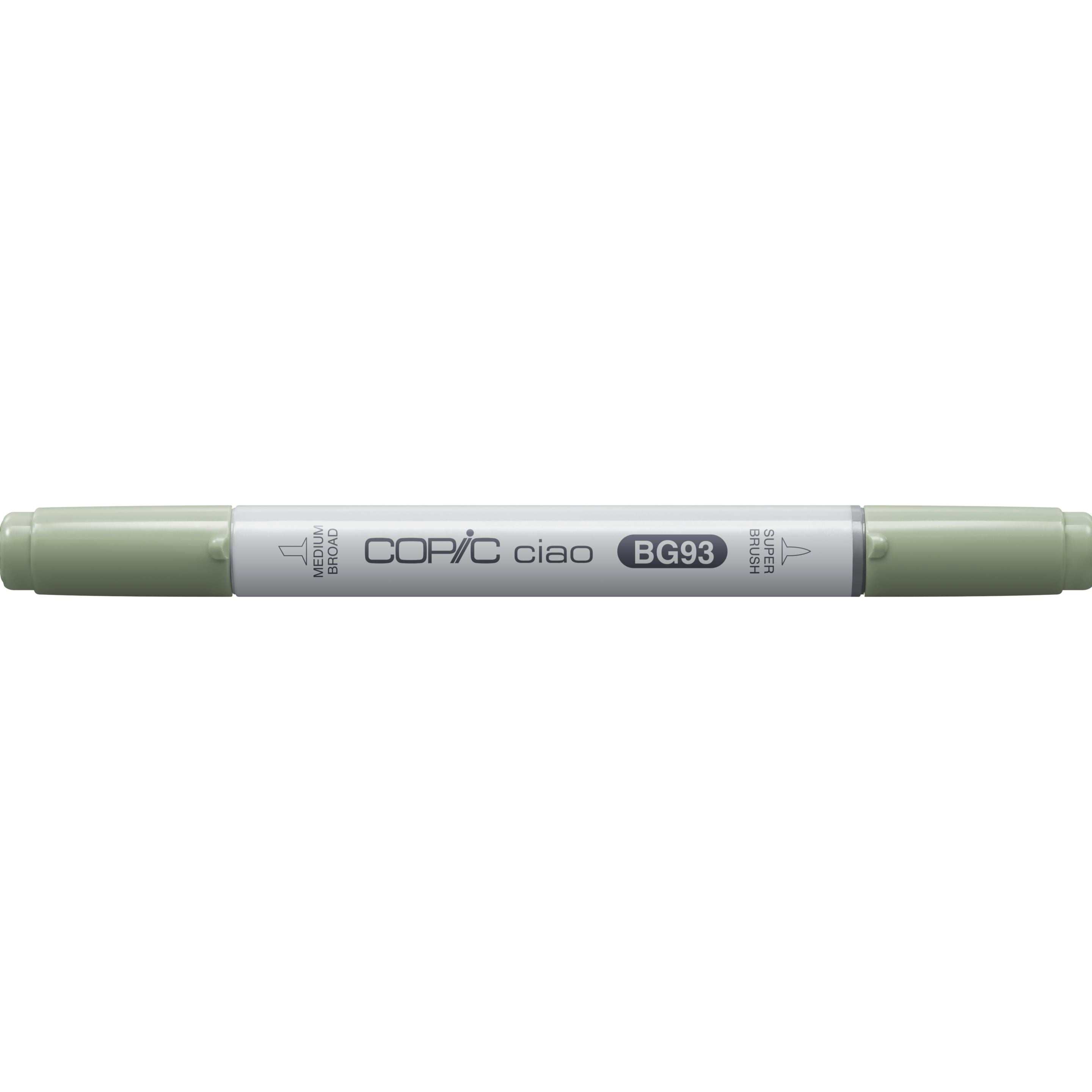 Copic Ciao Pinselstift, Doppelspitze – Kombi (Pinsel + mittelbreite Spitze), alkoholbasiert, BG93 grün-grau