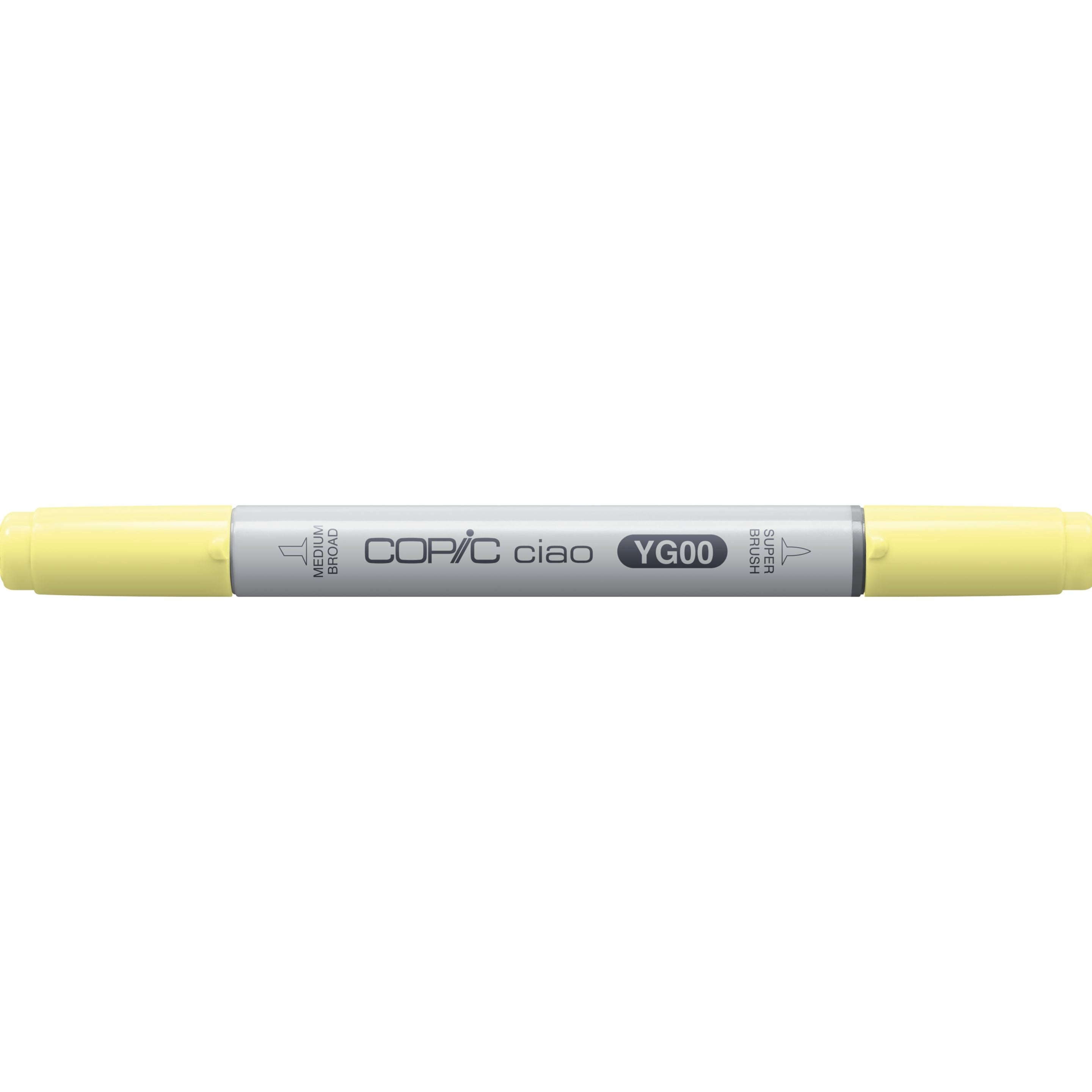 Copic Ciao Brush Pen, Doppelspitze – Kombi (Pinsel + Rundspitze), alkoholbasiert, YG00 Mimosa Gelb