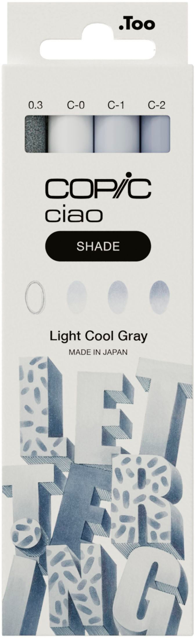 Copic ciao Permanentmarker – Keil-/Pinselspitze – Hellkühles Grau, 3+1-Set (3 Marker + Multiliner 0,3 mm)