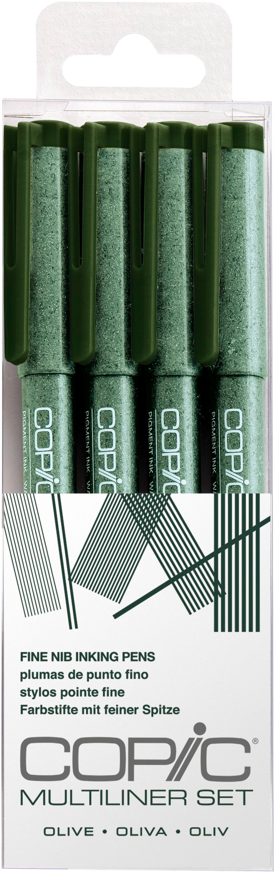 Copic Multiliner Fineliner Set – 0,05–0,5 mm, olive, wasserfest