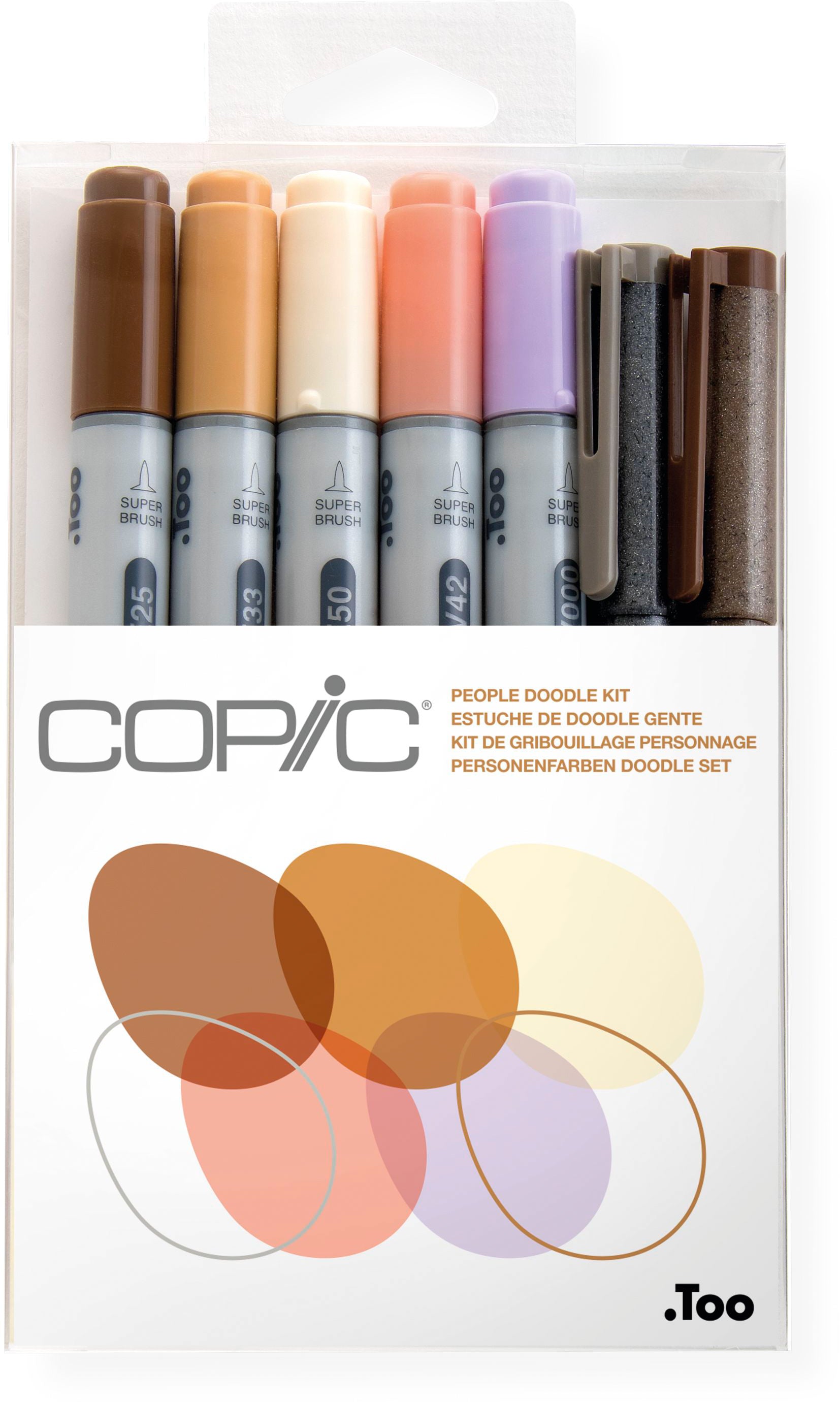 Copic Ciao Permanentmarker – Doppeltspitze (mittelfein & Pinselspitze) – Doodle Kit People – 7er-Set