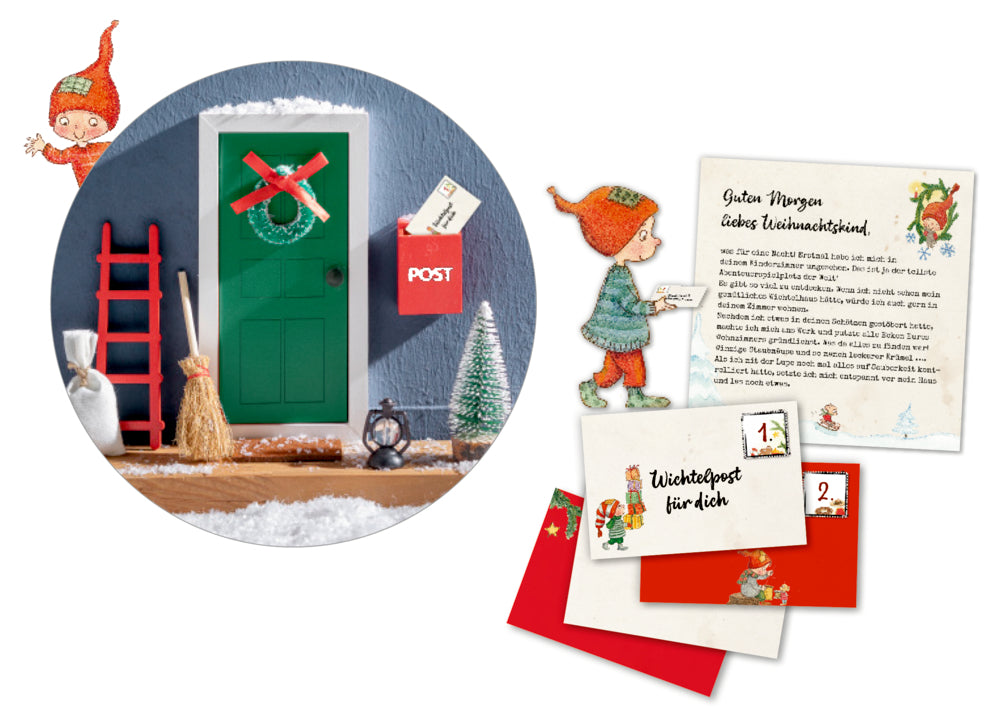 Coppenrath Wichteltür – Adventskalender – 11,2 × 6,6 cm – 24 Wichtelbriefe, Wichtetür-Set