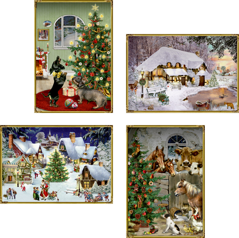 Coppenrath Karten-Set mit Couverts – 125 × 180 mm, Nostalgische Weihnachtswelt – 24 Stk