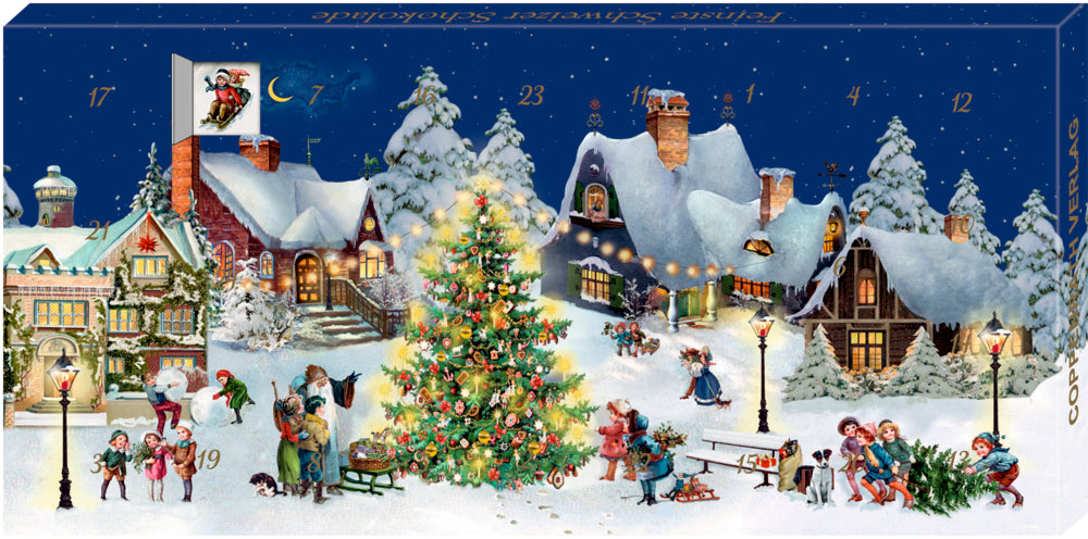 Coppenrath Adventskalender – Schokolade – Weihnachtsdorf, Milchschokolade – 112 g