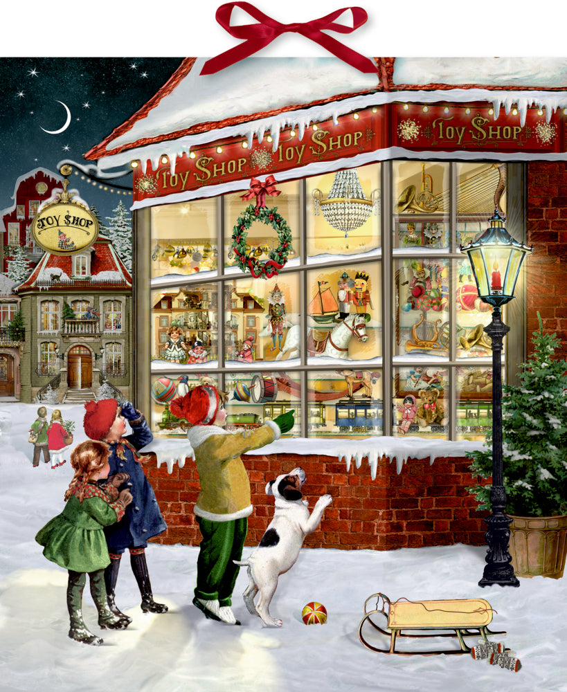 Coppenrath Vor dem Spielzeugladen – Adventskalender – 41 × 54 cm