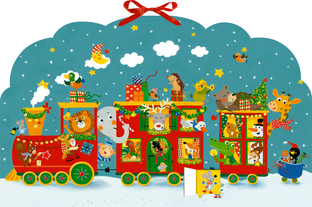 Coppenrath Bunte Weihnachtseisenbahn – Adventskalender – 47 × 61 cm – mit Konturstanzung