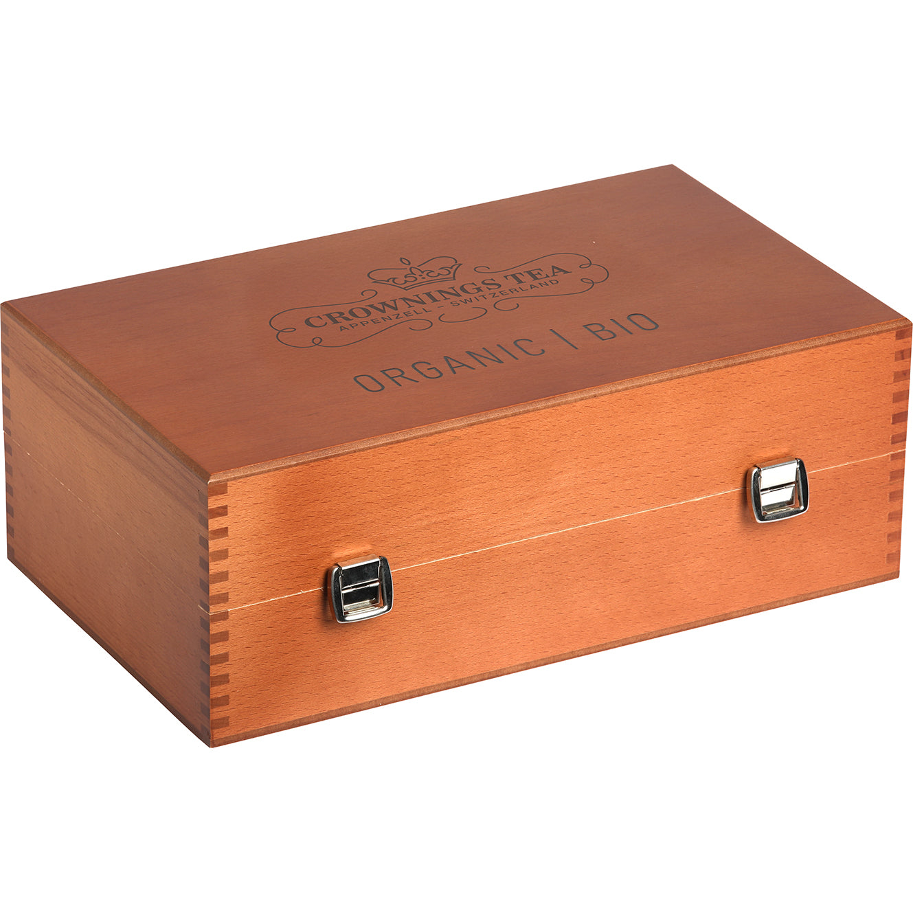 Crowning's Teebeutelbox Holz, 9 Fächer, 17,5 × 29,5 × 11 cm