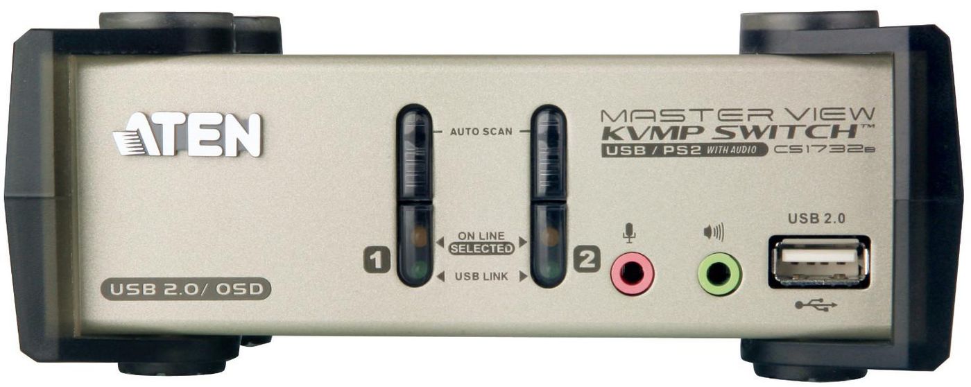 ATEN KVM-Switch, 2×1, VGA, 2048×1536, 60 Hz, USB 2.0, EDID, OSD/Audio, für Windows/Mac