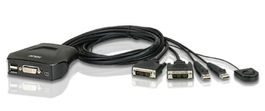 ATEN CS22D – KVM-Switch 2×1, DVI-D/USB A, WUXGA (1920 × 1200)