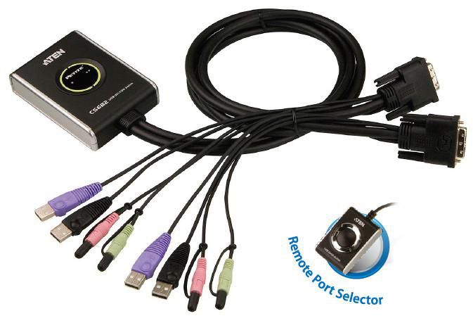 ATEN CS682 – KVM-Switch 2×1, DVI-D/USB 2.0/Audio, 1920 × 1200