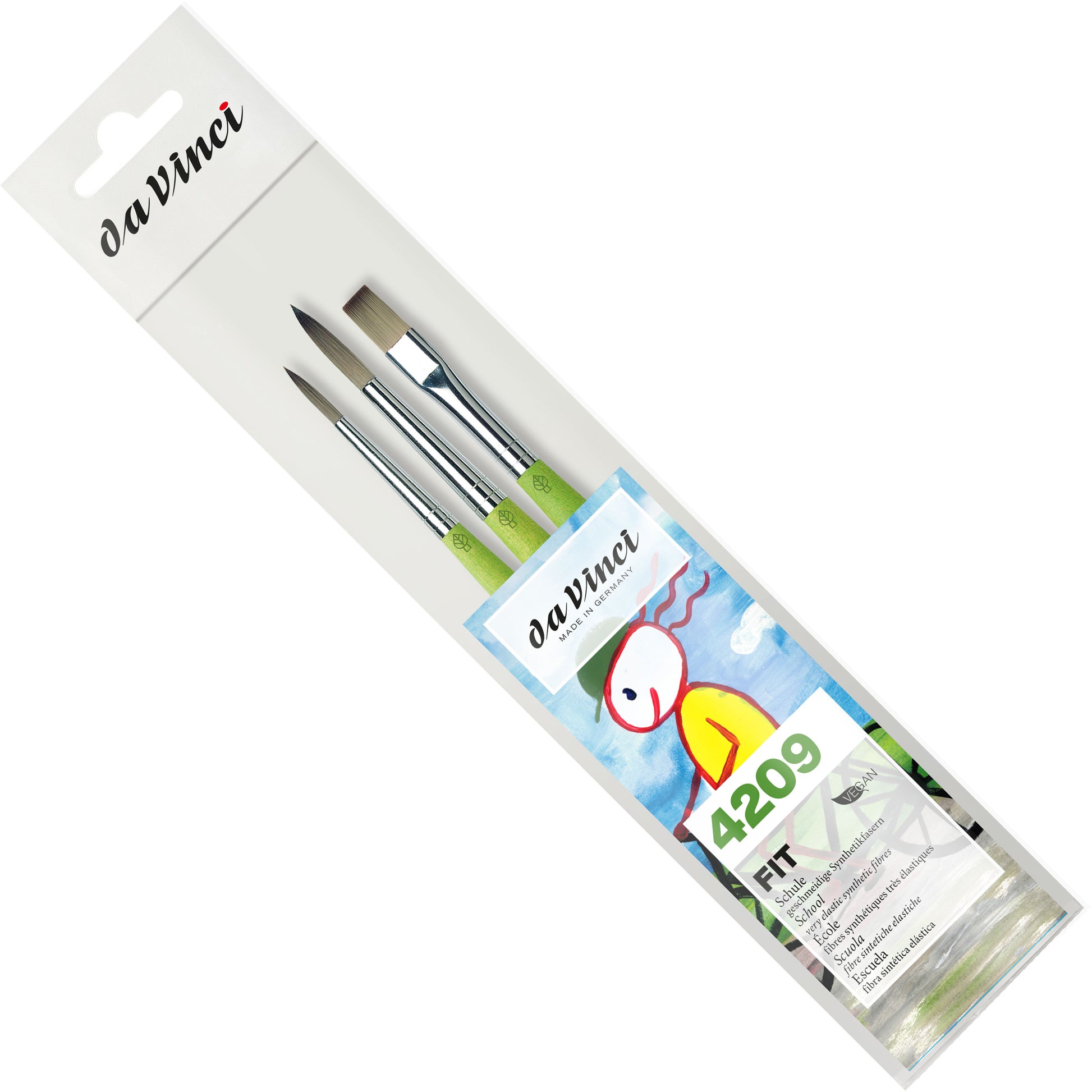 Da Vinci – Fit Synthetic VA-4209_0 – Schulpinsel-Set – Allroundpinsel, Synthetik, Grössen 4/8, 3er-Set