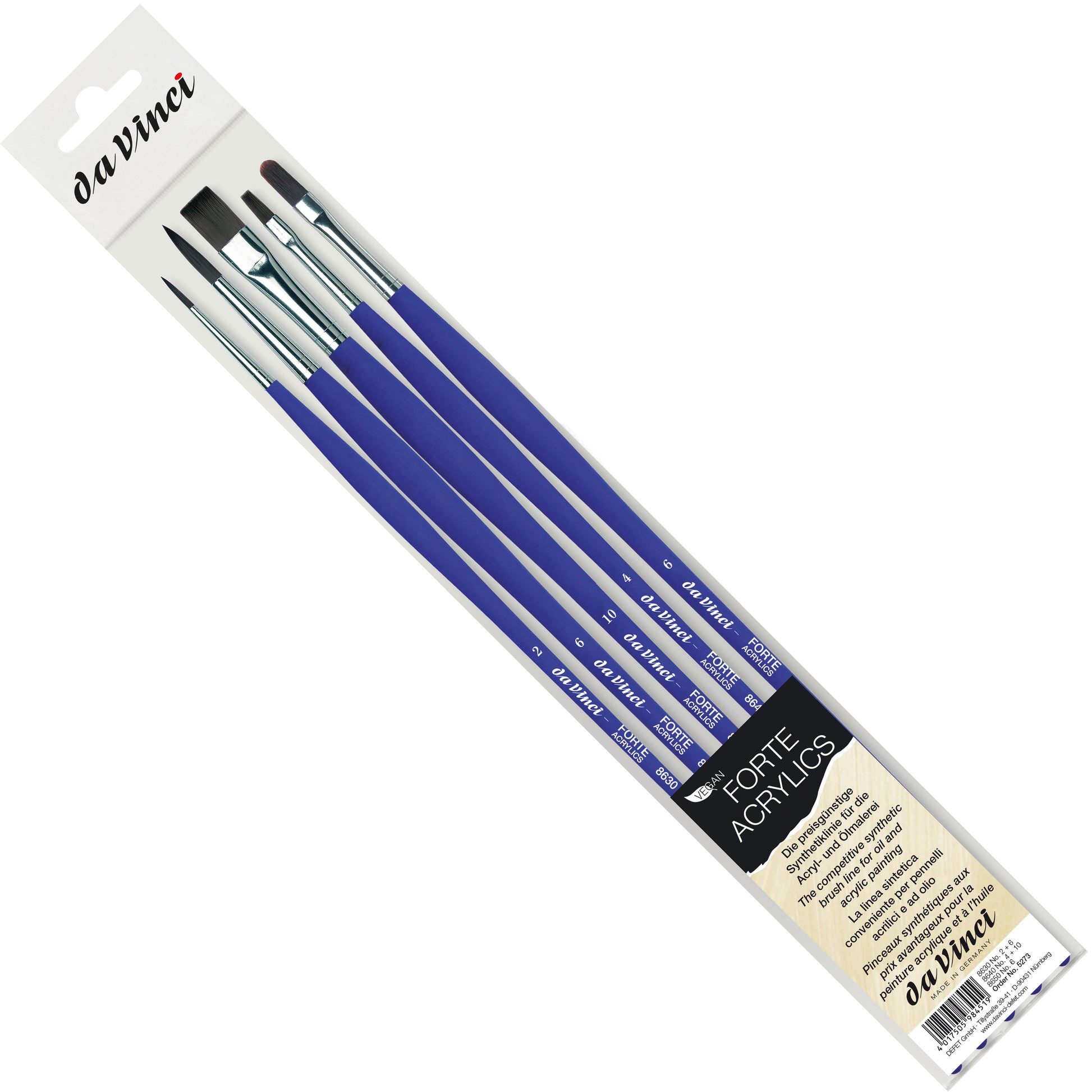 Da Vinci – Forte Acrylic VA-5273 – Pinsel-Set, Synthetik, Grössen assortiert, 5-teiliges Set