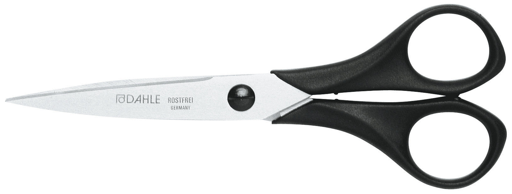 Dahle Professionelle Schere 18,5 cm – Edelstahl, verschraubt, ABS-Griffe, Schwarz