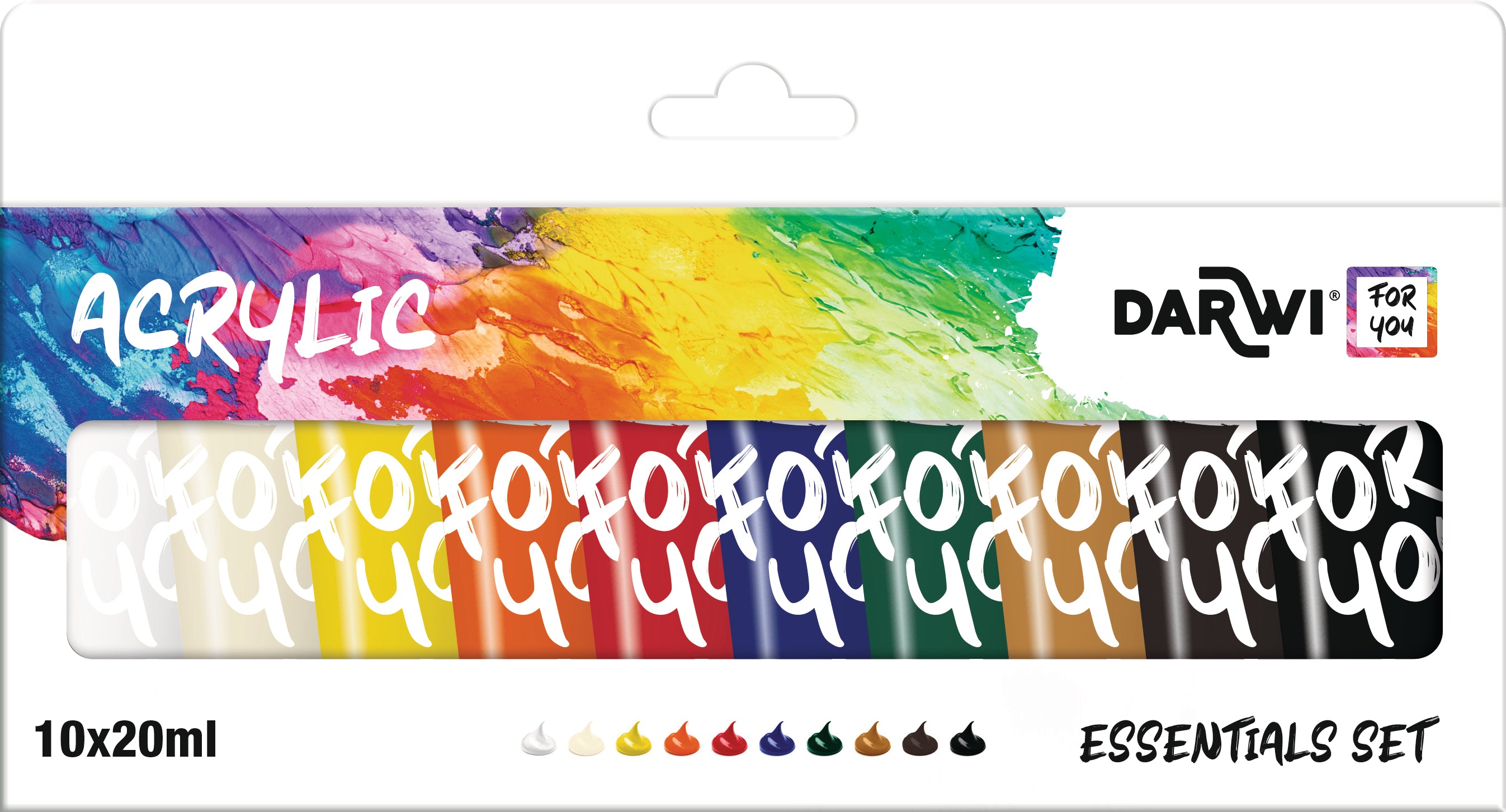 Darwi For You Acrylfarbe – seidenmatt – 10 Farben – 10×20 ml (200 ml)