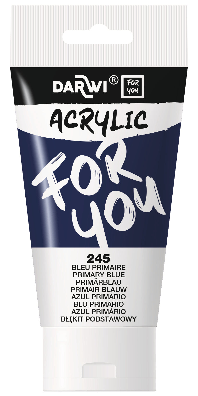 Darwi For You Acrylfarbe – Primärblau, seidenmatt – 75 ml