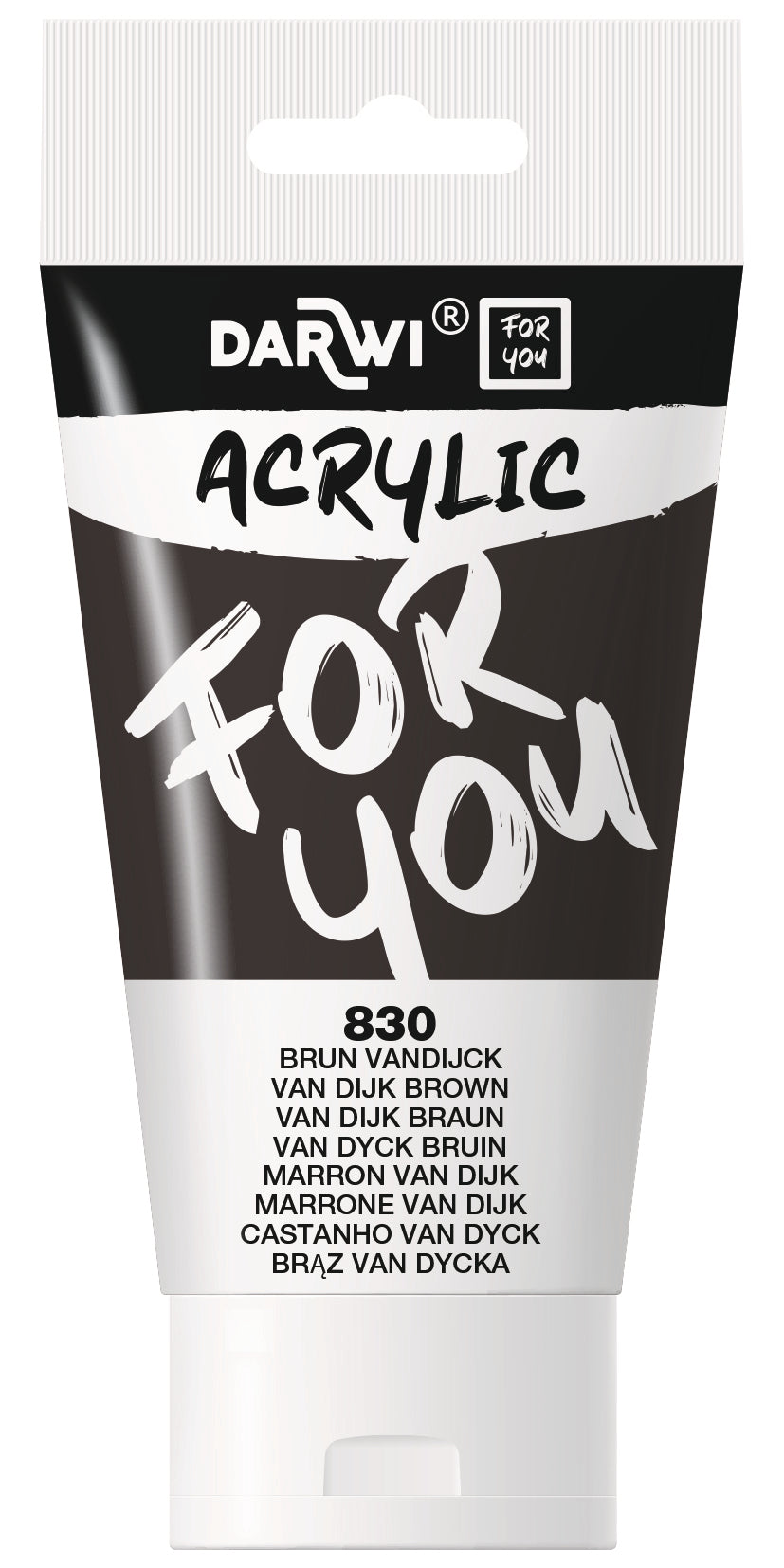 Darwi For You Acrylfarbe – Braun Vandijck, seidenmatt – Tube 75 ml