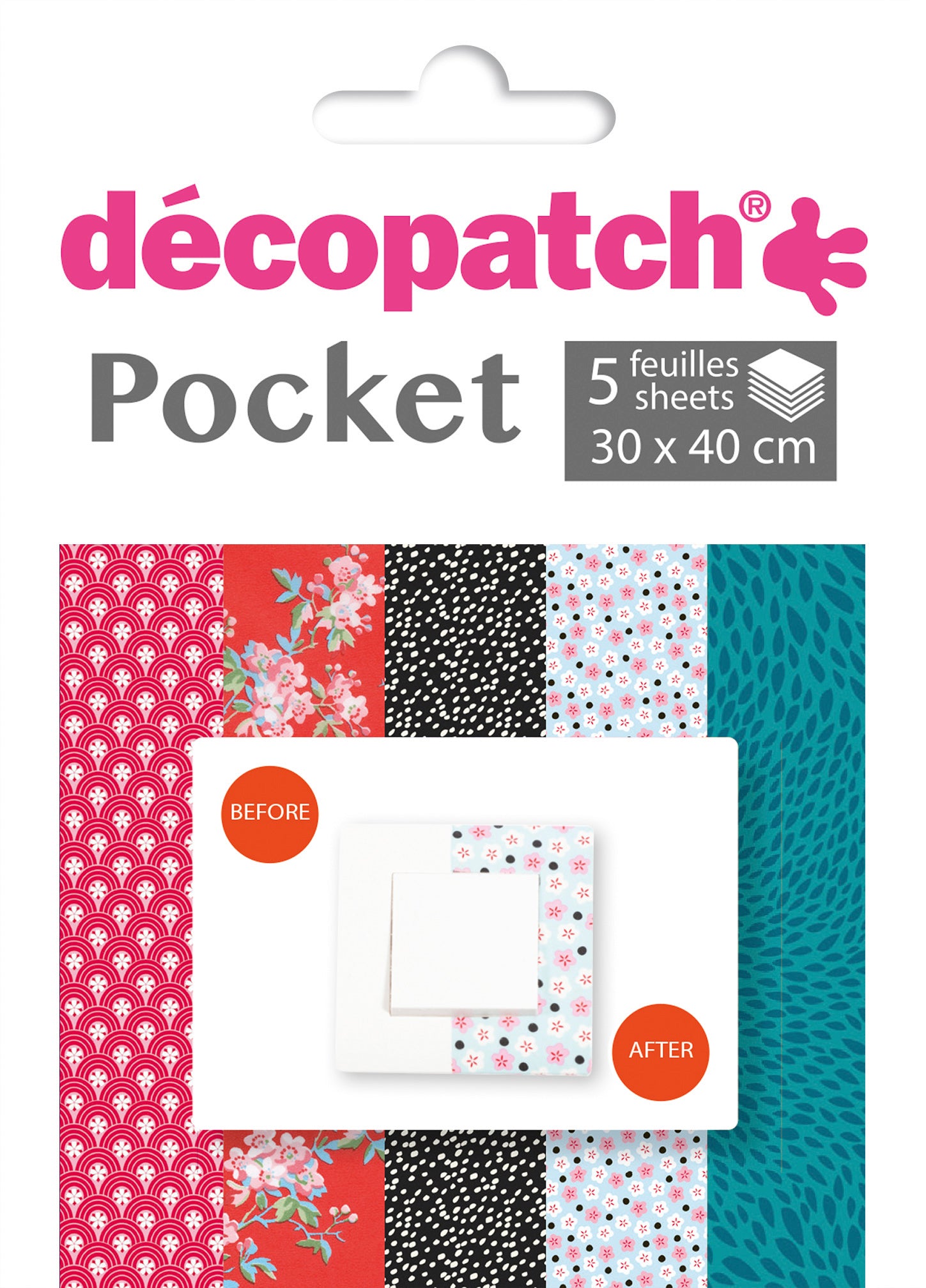 Décopatch Decoupage-Papier – 30 × 40 cm, sortiert – 5 Blatt