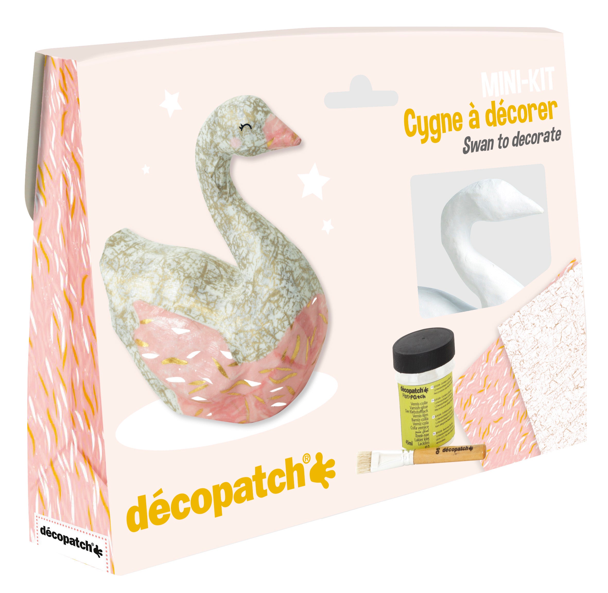 Decopatch Bastelset Schwan (Pappmaché) – 19,1 × 4,8 × 13,6 cm – 5-teilig – ab 5 Jahren