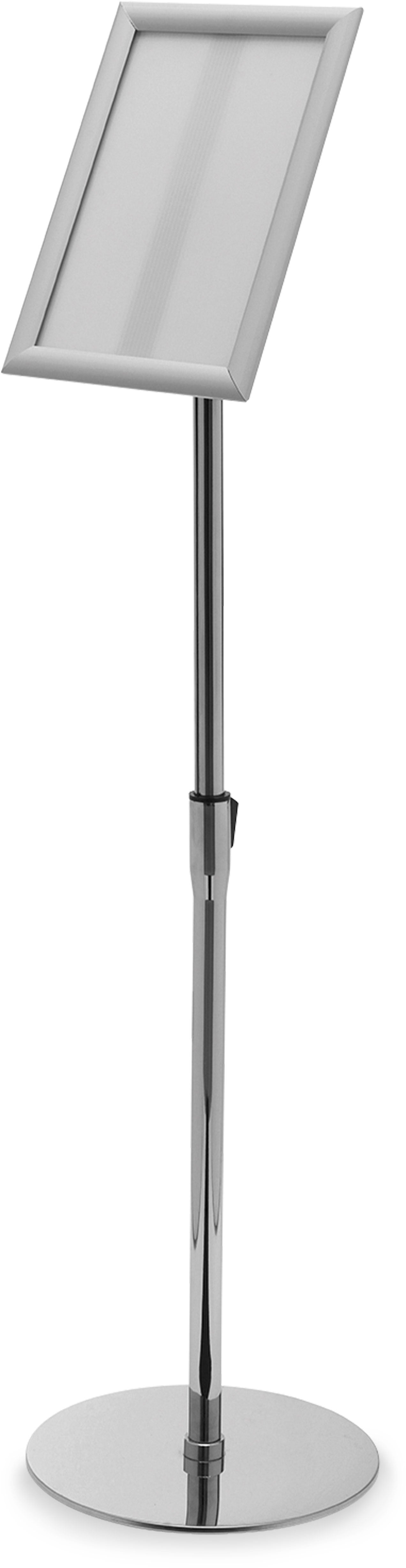 Deflecto Infoständer A4 – Klapprahmen, höhenverstellbar 86–121 cm, Hoch-/Querformat – Aluminium/Polystyrol