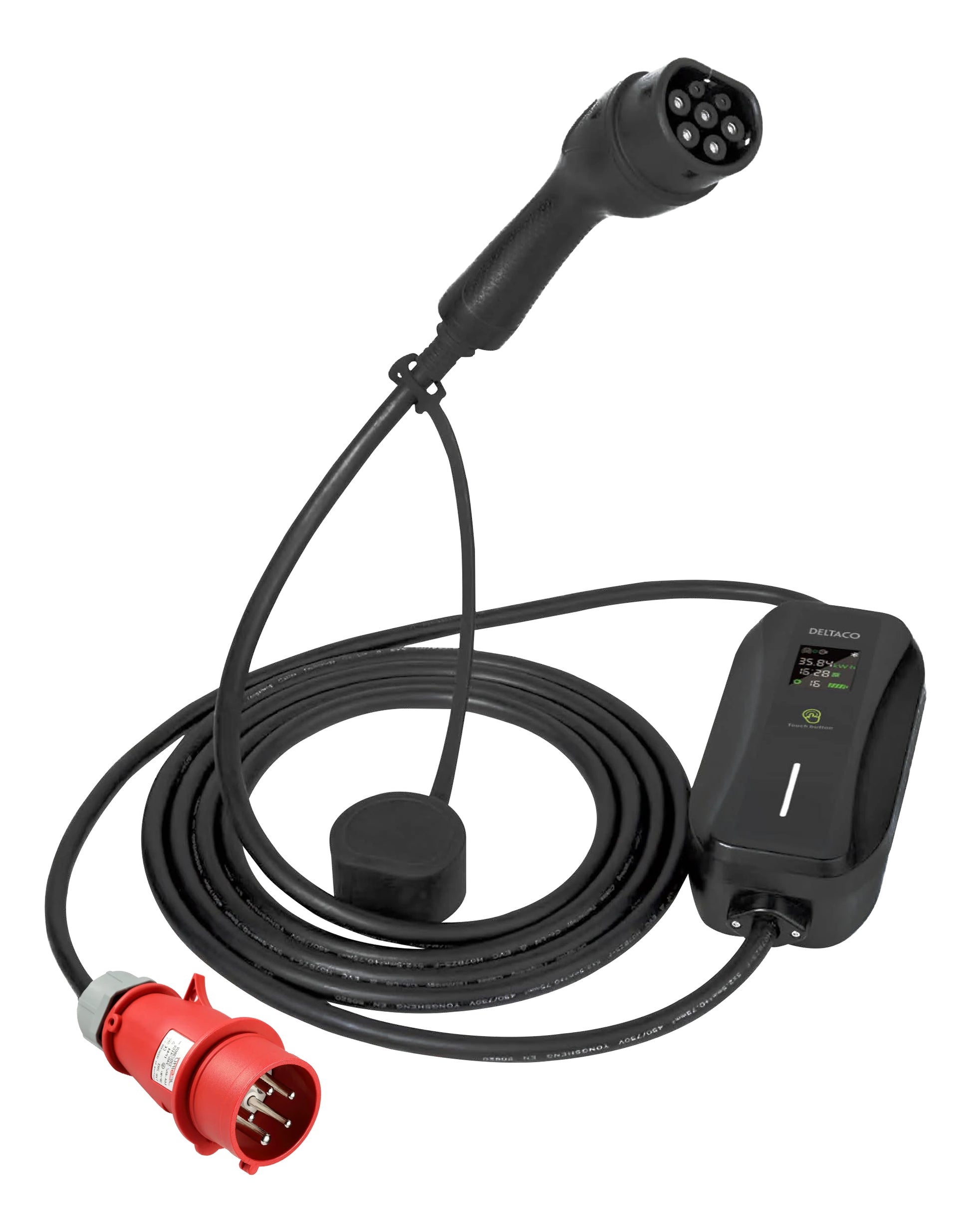 Deltaco Adapterkabel, CEE 16A–Typ 2, 6 m, IP66 – Schwarz
