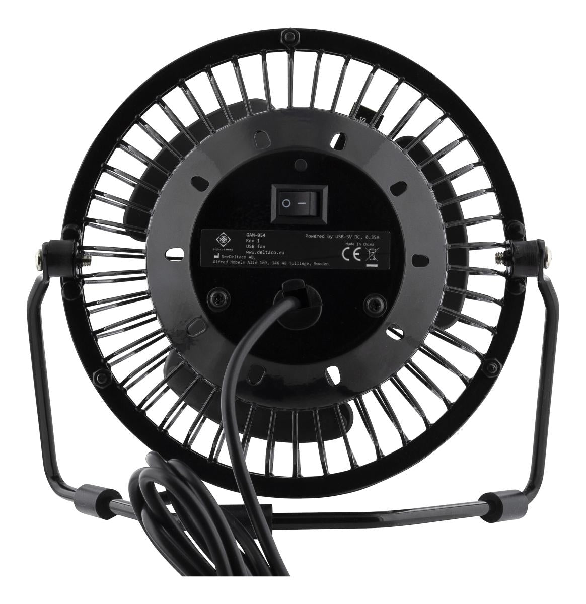 Deltaco Gaming USB-Tischventilator – 1 Stufe, Schwarz