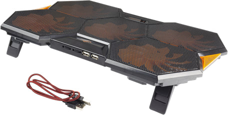 Deltaco Gaming Laptop-Ständer – für Laptops bis 17,3", 5 Lüfter, 2× USB – Schwarz
