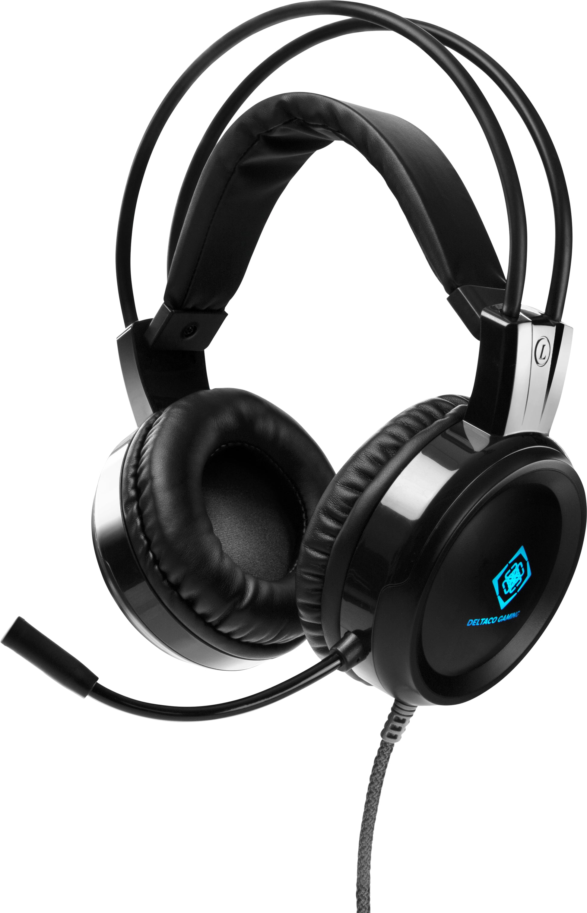 Deltaco GAM-105 Gaming-Headset – Over-Ear, Kabel 3,5 mm + USB-A (LED), für PC, PS4/5, Mac, Schwarz
