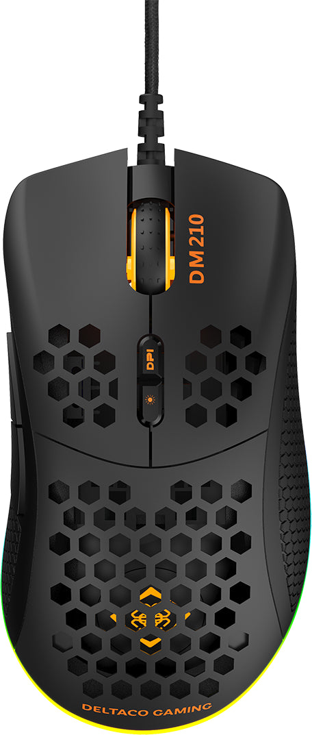 Deltaco Gaming DM210 RGB – Gaming-Maus – Kabelgebunden (USB-A), 6400 DPI, Rechtshänder, Schwarz