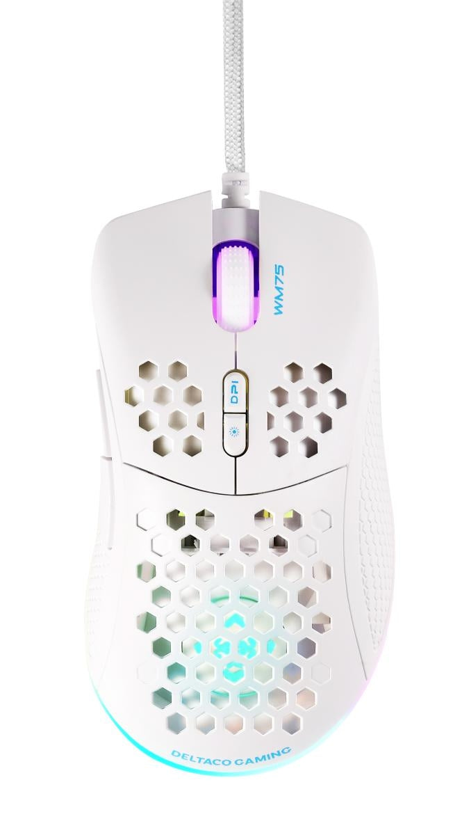 Deltaco Gaming GAM-108-W – Gaming-Maus – Kabelgebunden (USB-A), 6400 DPI, RGB-Beleuchtung, rechts