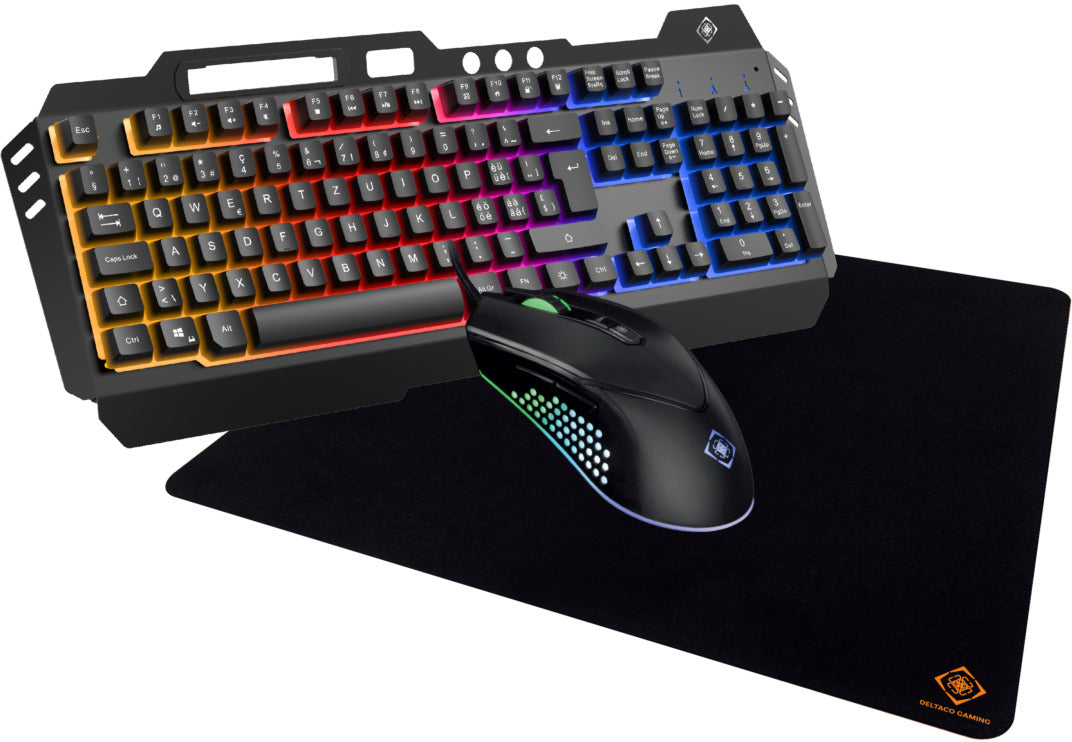 Deltaco Gaming GAM-113V2 – Tastatur-Maus-Set – QWERTZ (CH) – USB (kabelgebunden), Schwarz, für Windows