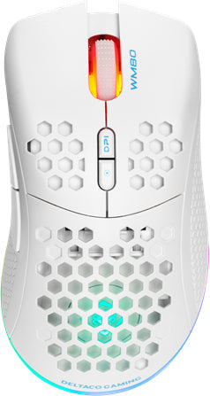 Deltaco Gaming WM80 – Gaming-Maus – Kabellos (Bluetooth/2,4 GHz), 6400 DPI, RGB-Beleuchtung, Rechtshänder, Weiss