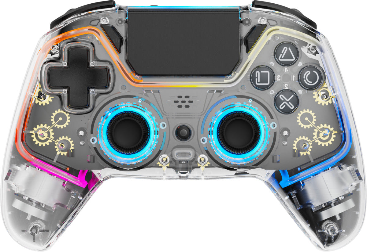 Deltaco Gaming Controller GAM-169-T – für Nintendo Switch, PC, PlayStation 4, Bluetooth, USB-C, transparent