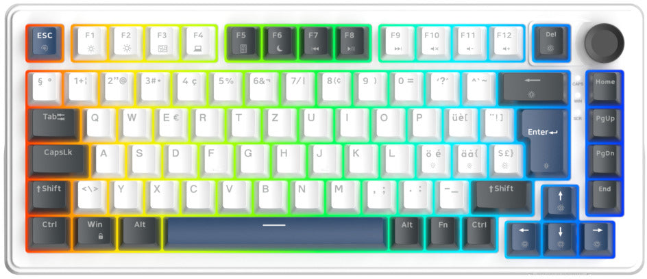 Deltaco Gaming DK480 – Gaming-Tastatur 75% – Mechanisch, RGB – USB-C kabelgebunden – QWERTZ (CH) – Weiss