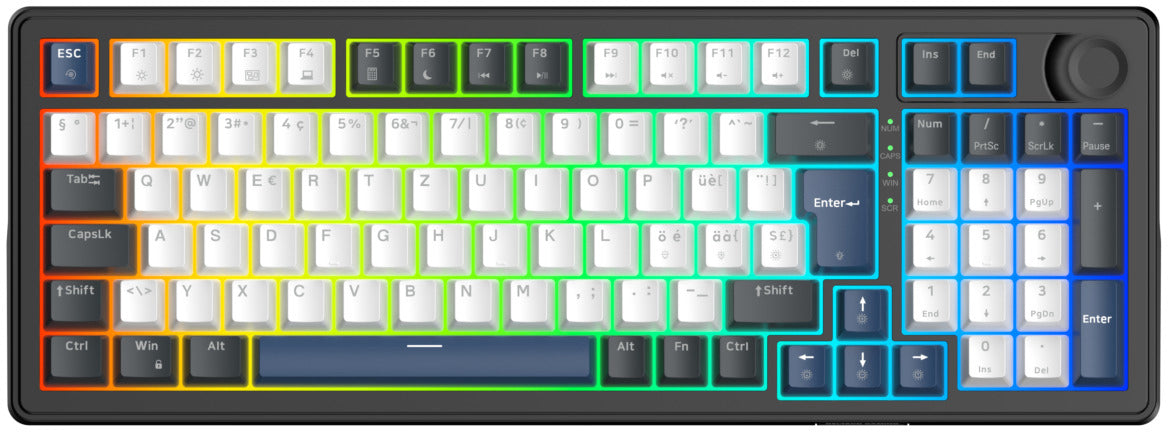 Deltaco Gaming GAM-206-CH – Gaming-Tastatur 96% – Mechanisch, Hot-Swap – Kabelgebunden, USB – RGB – QWERTZ (CH)