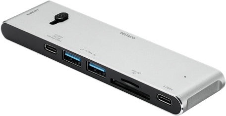 Deltaco USBCHDMI2 Dockingstation – USB-C, DP, HDMI, 2× USB-A, 2× USB-C, 100 W PD, für MacBook Pro
