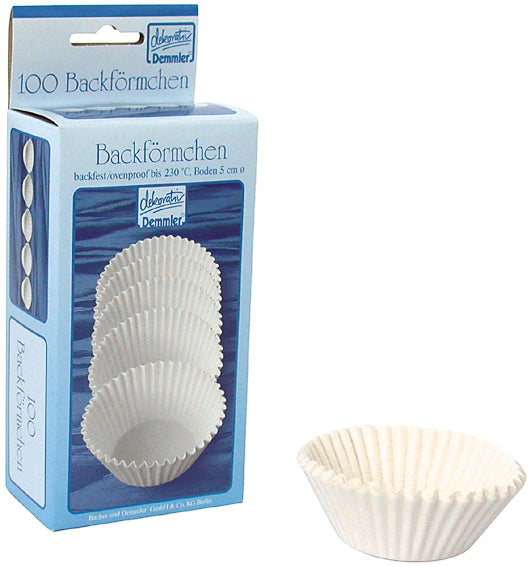 Demmler Back-/Muffinbecher Diplomat, Papier/Karton – Ø 5 cm × 2,5 cm, weiss