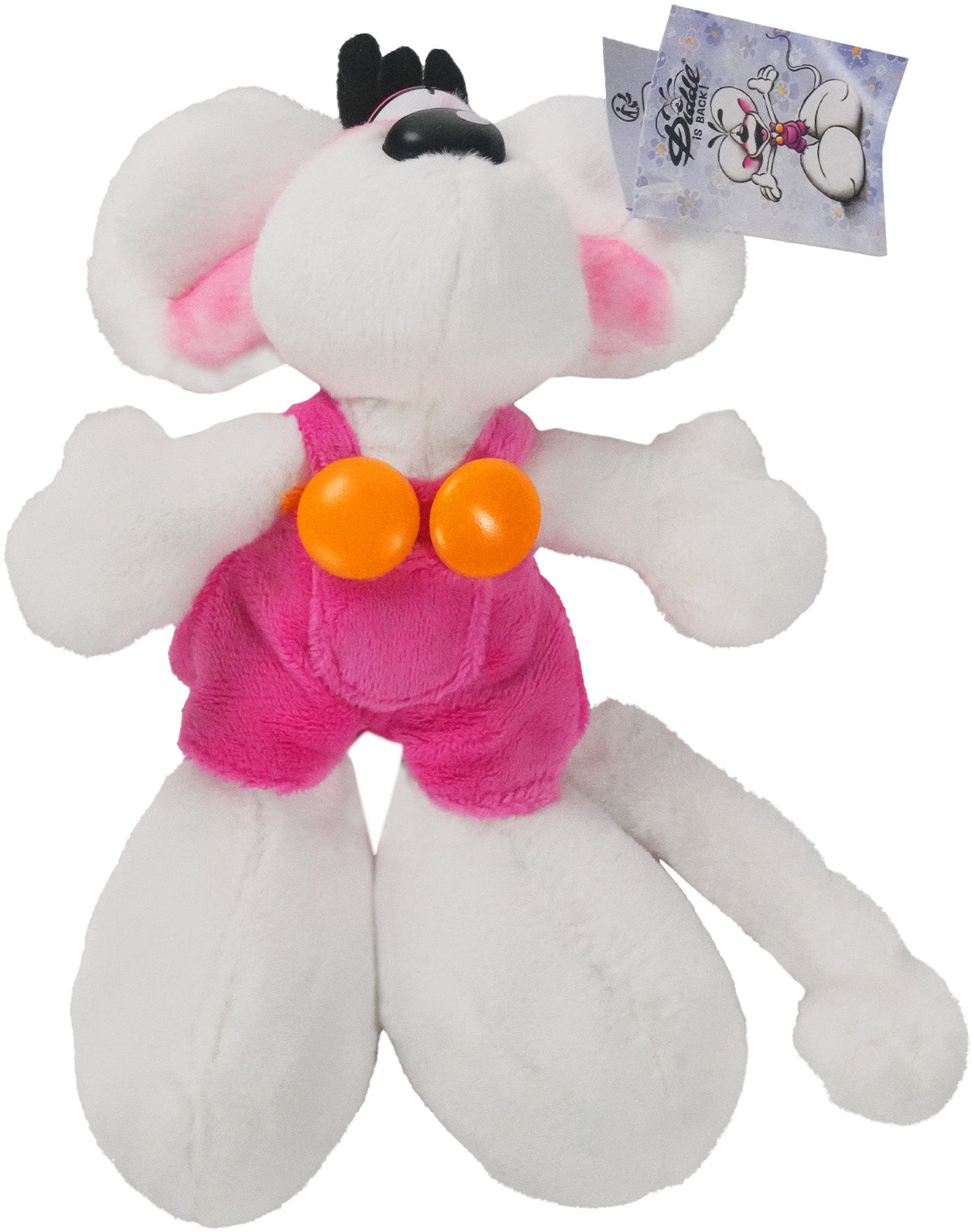 Diddl Plüschtier – 20 cm – Rosa Latzhose