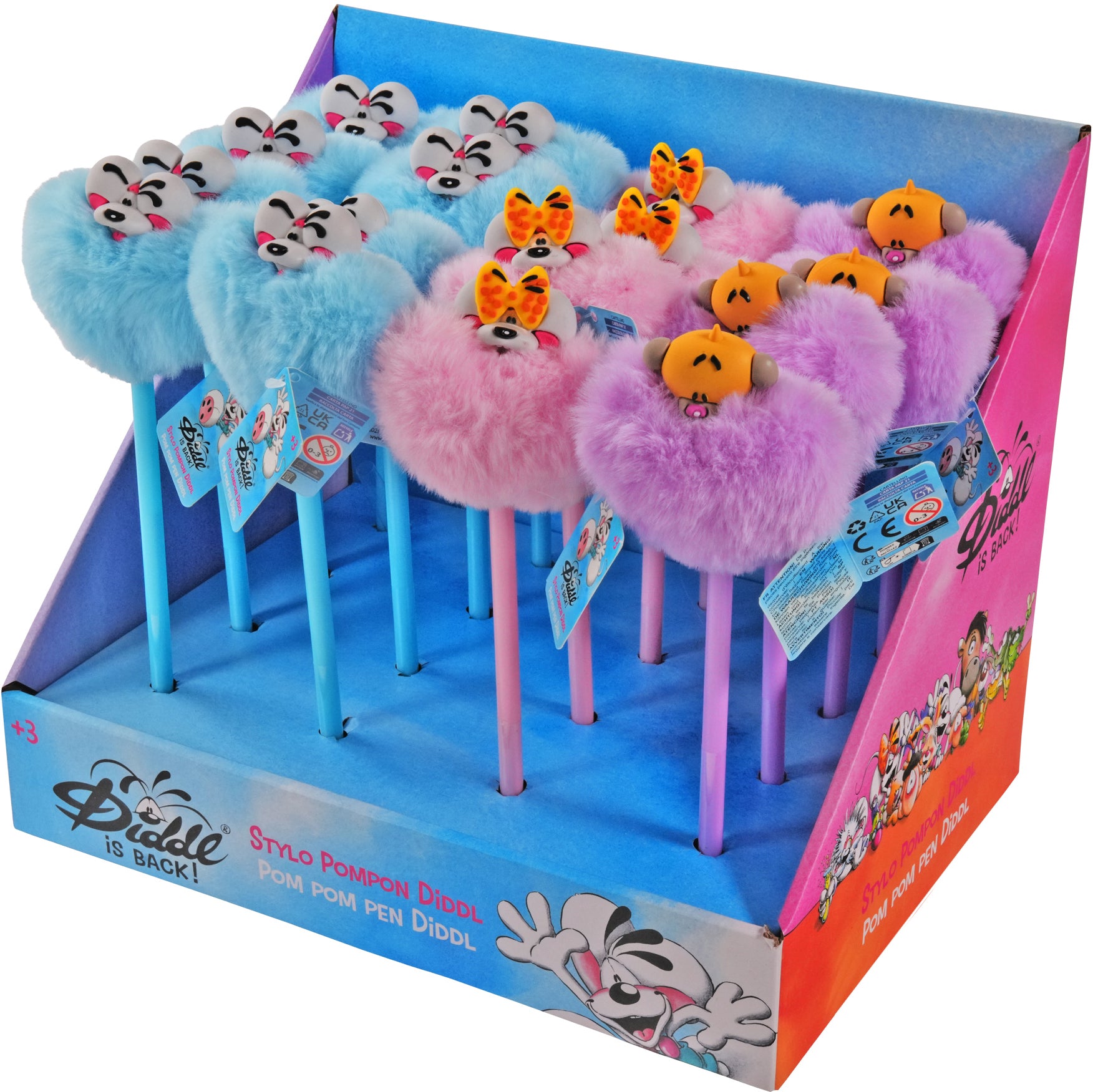Diddl PomPom Kugelschreiber – assortiert, Spitze 0,7 mm, mit PomPom