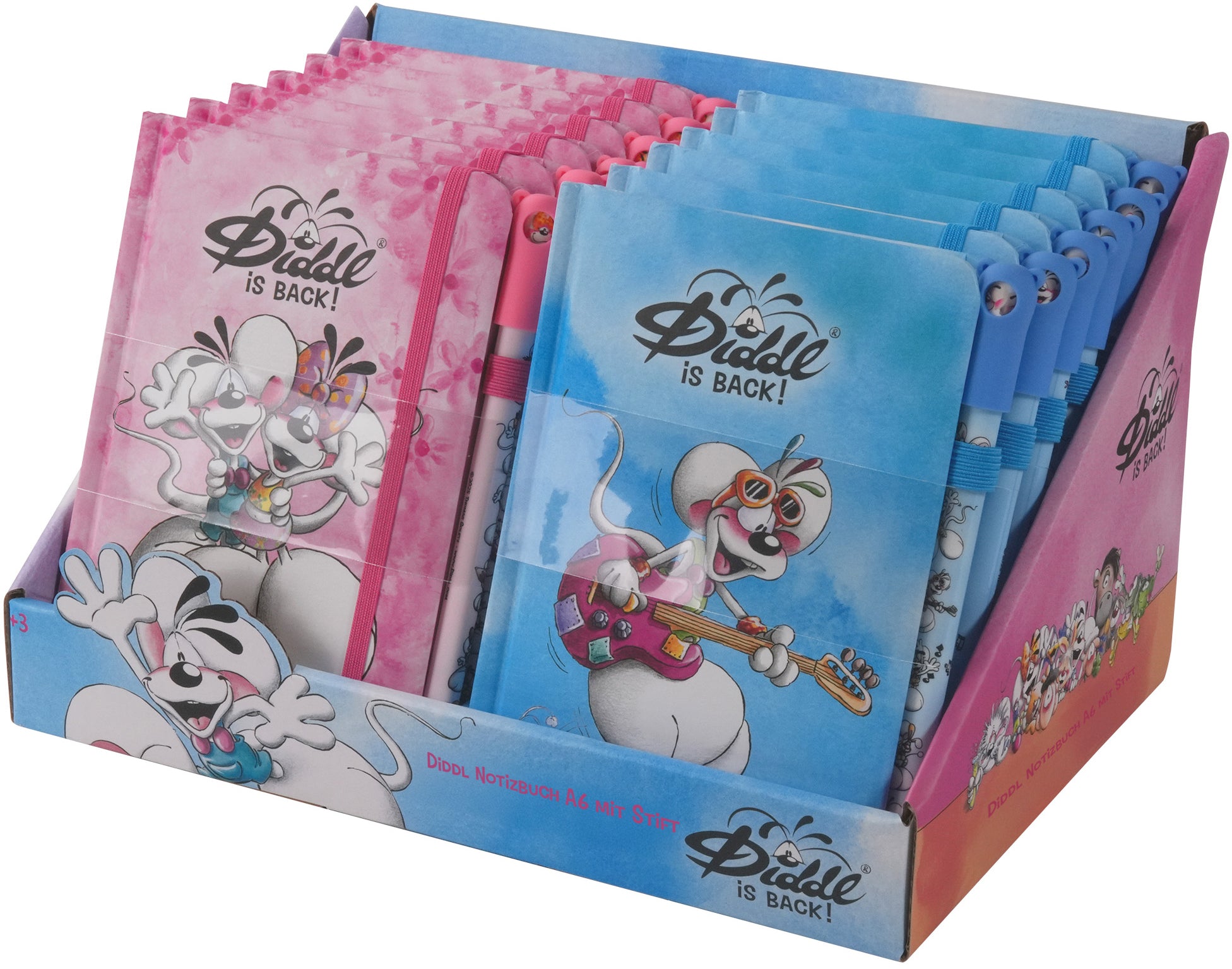 Diddl Notizbuch – A6 – kariert – 80 Seiten, mit Stift, mehrfarbig