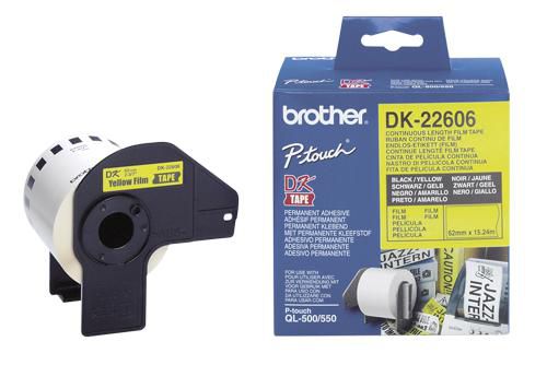 Brother Schriftband – 88 mm × 15,2 m, gelb, schwarz – für Brother QL1050, QL1060N, QL500 und andere – DK-22606